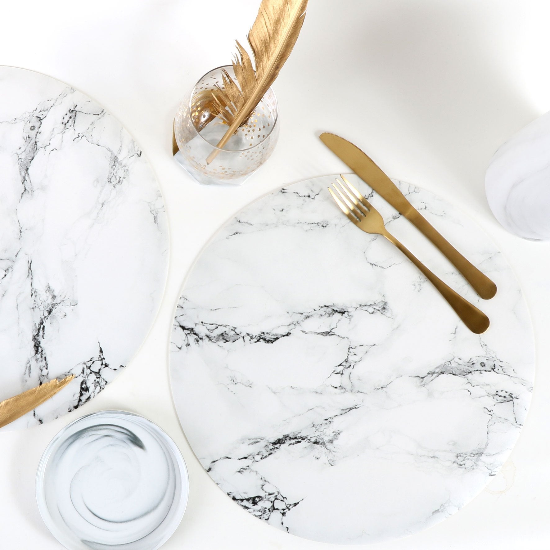 פלייסמט ויניל - עגול White Marble