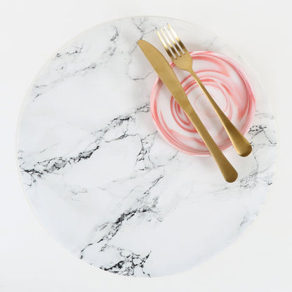 פלייסמט ויניל עגול - דגם White Marble