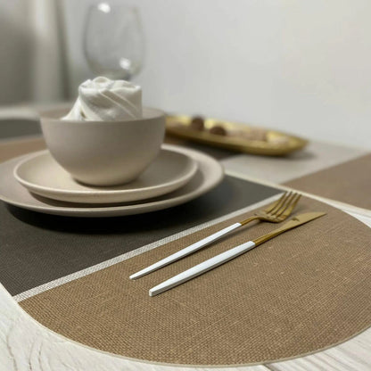 פלייסמט ויניל אליפטי - דגם חום