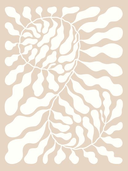 הדפס - Organic beige leaf