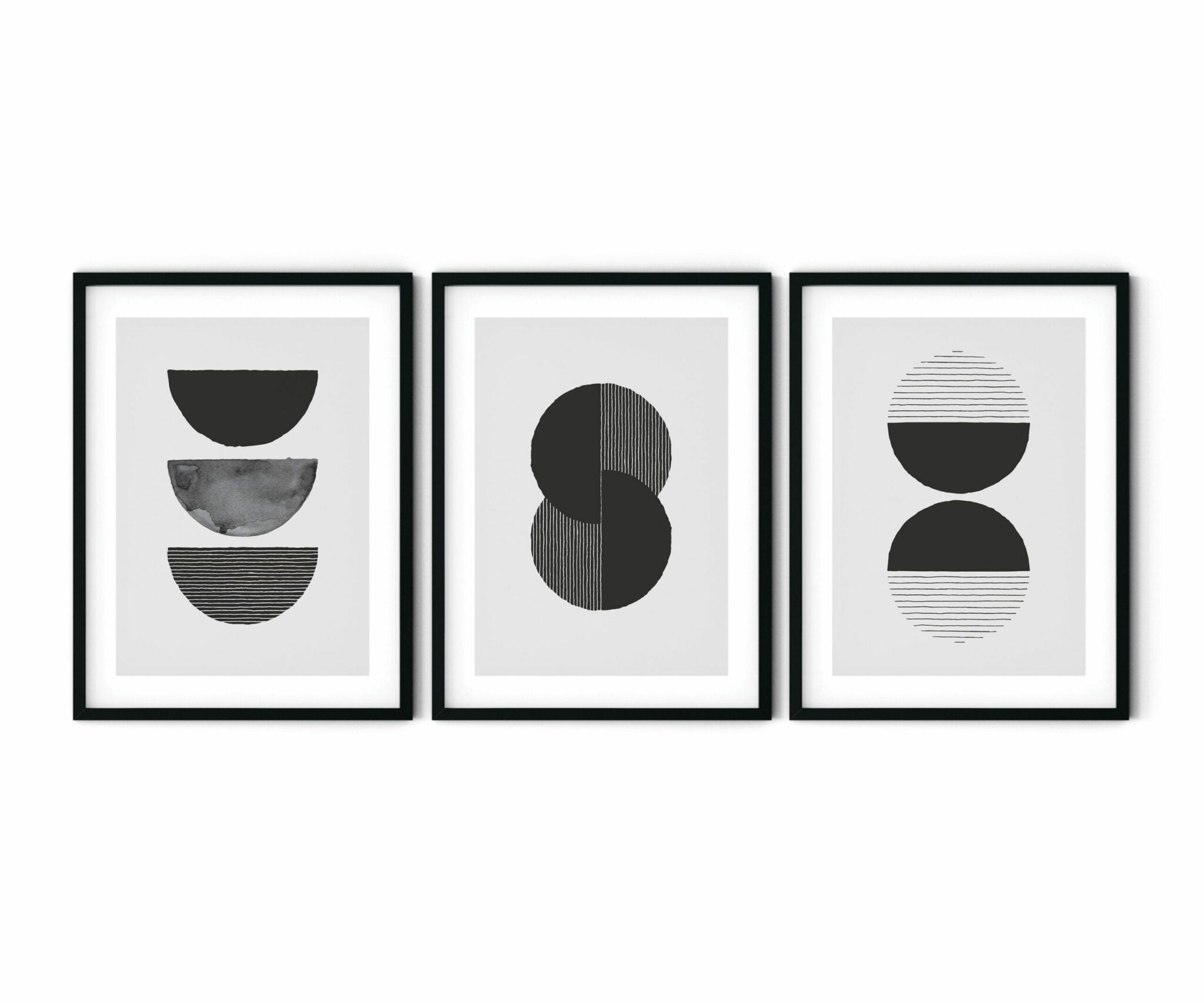 שלישיית הדפסים - Geometric gray