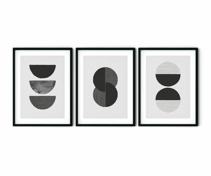 שלישיית פוסטרים - Geometric gray