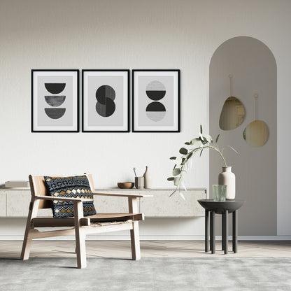 שלישיית הדפסים - Geometric gray