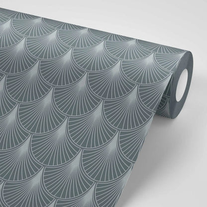טפט לקיר - דגם  ארט דקו אפור כחול