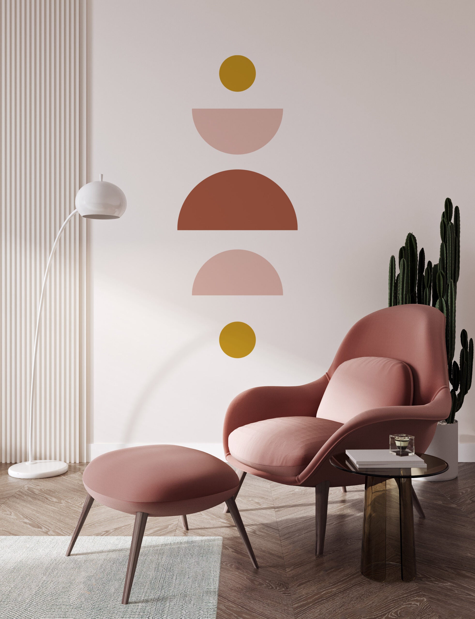 סט 5 מדבקות טפט צורני - מגוון צבעים - דגם בלאנס