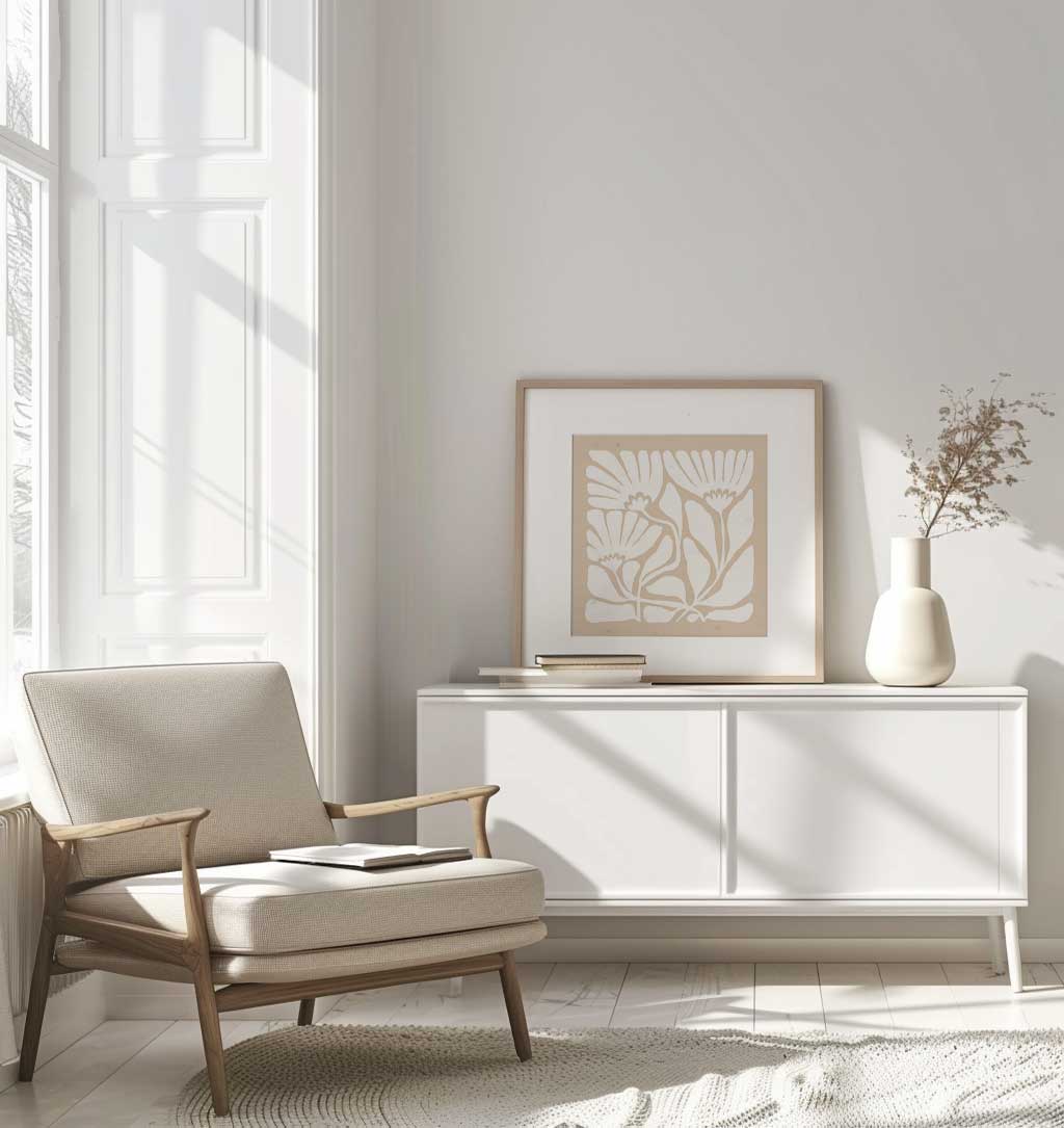 פוסטר - Beige floral