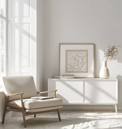 פוסטר - Beige floral