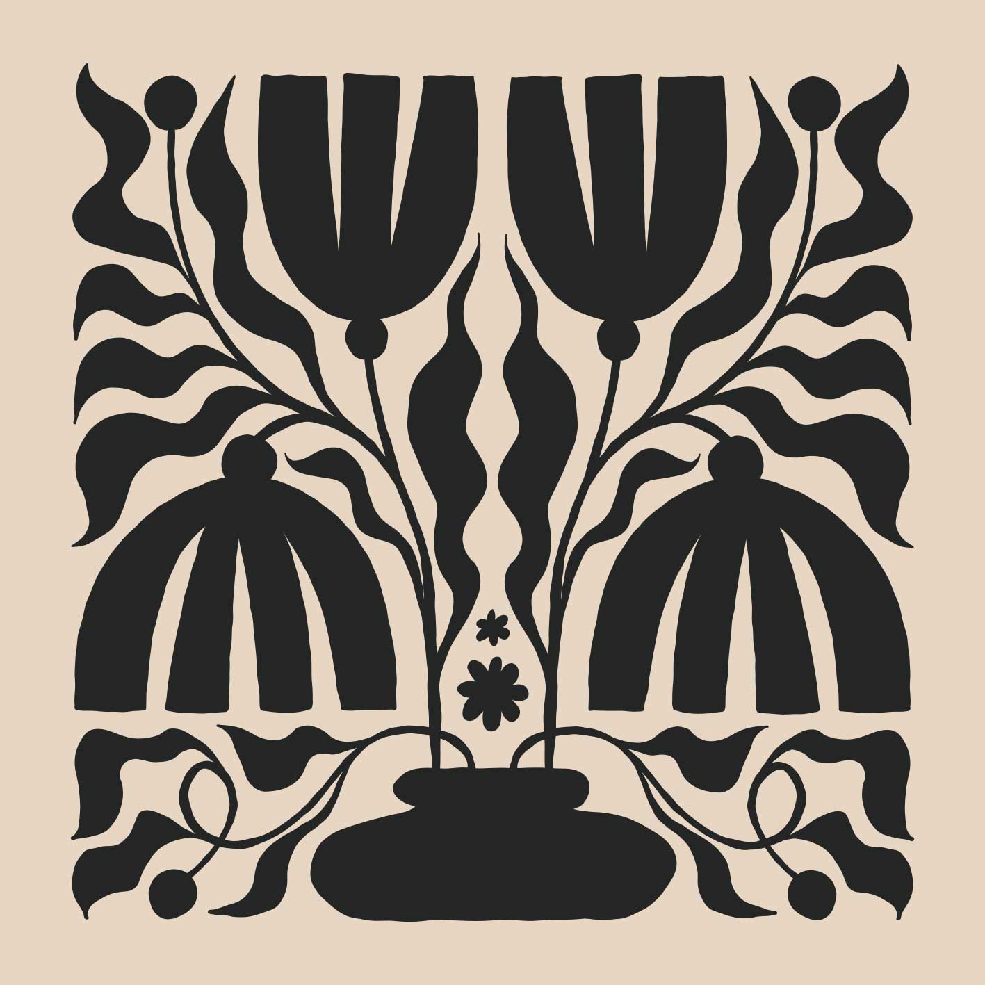 פוסטר - Black floral vase