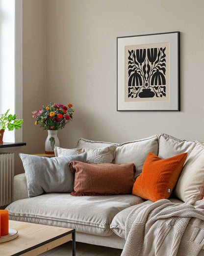 הדפס - Black floral vase