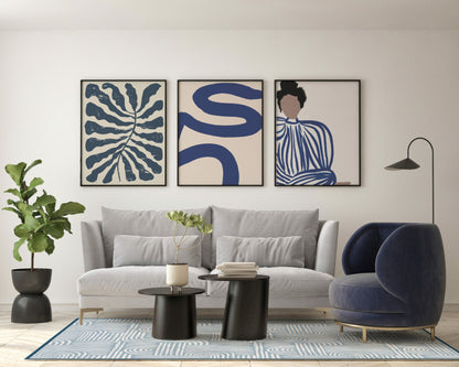 שטיח ויניל - דגם Boho Blue Lines