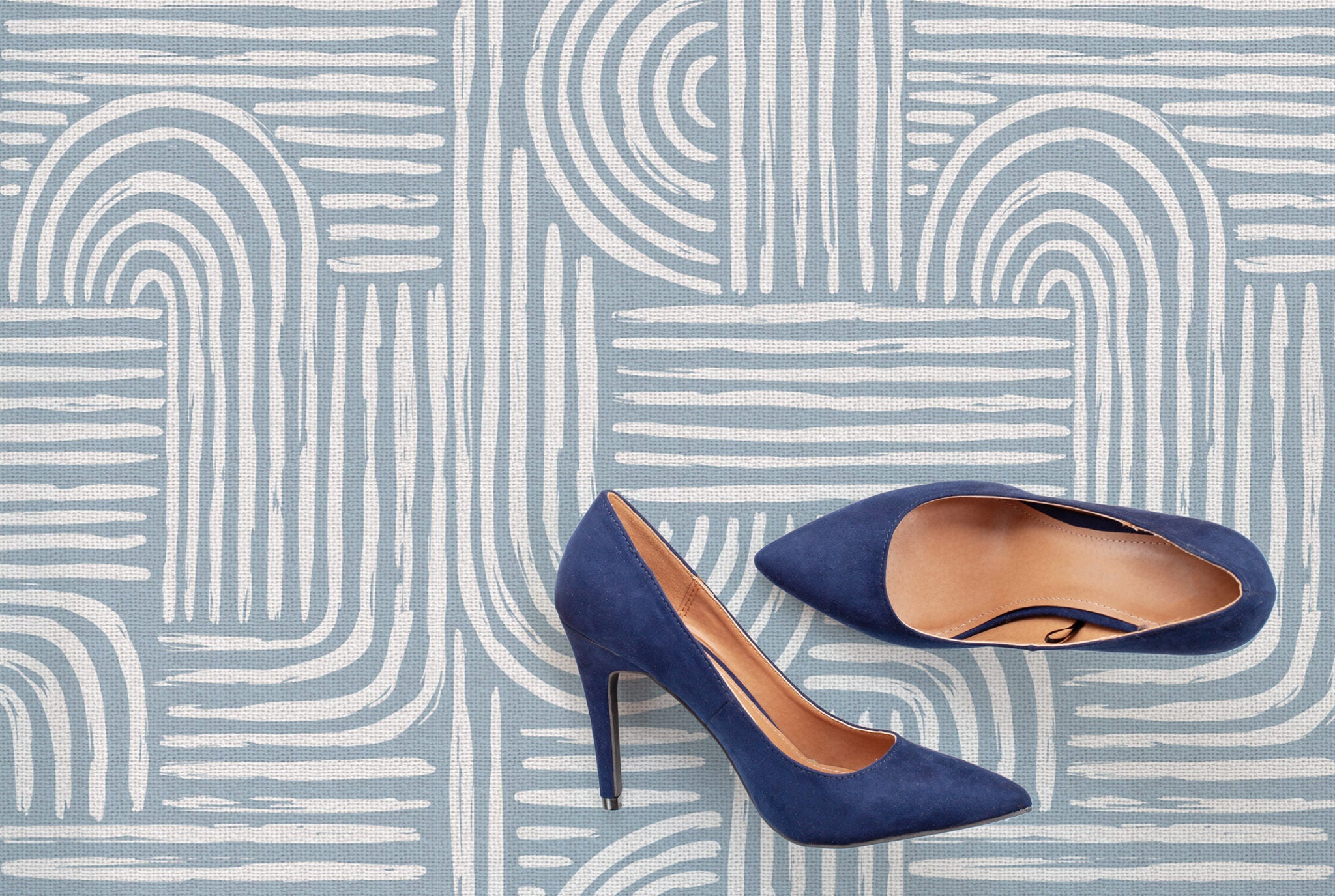 שטיח ויניל - דגם Boho Blue Lines