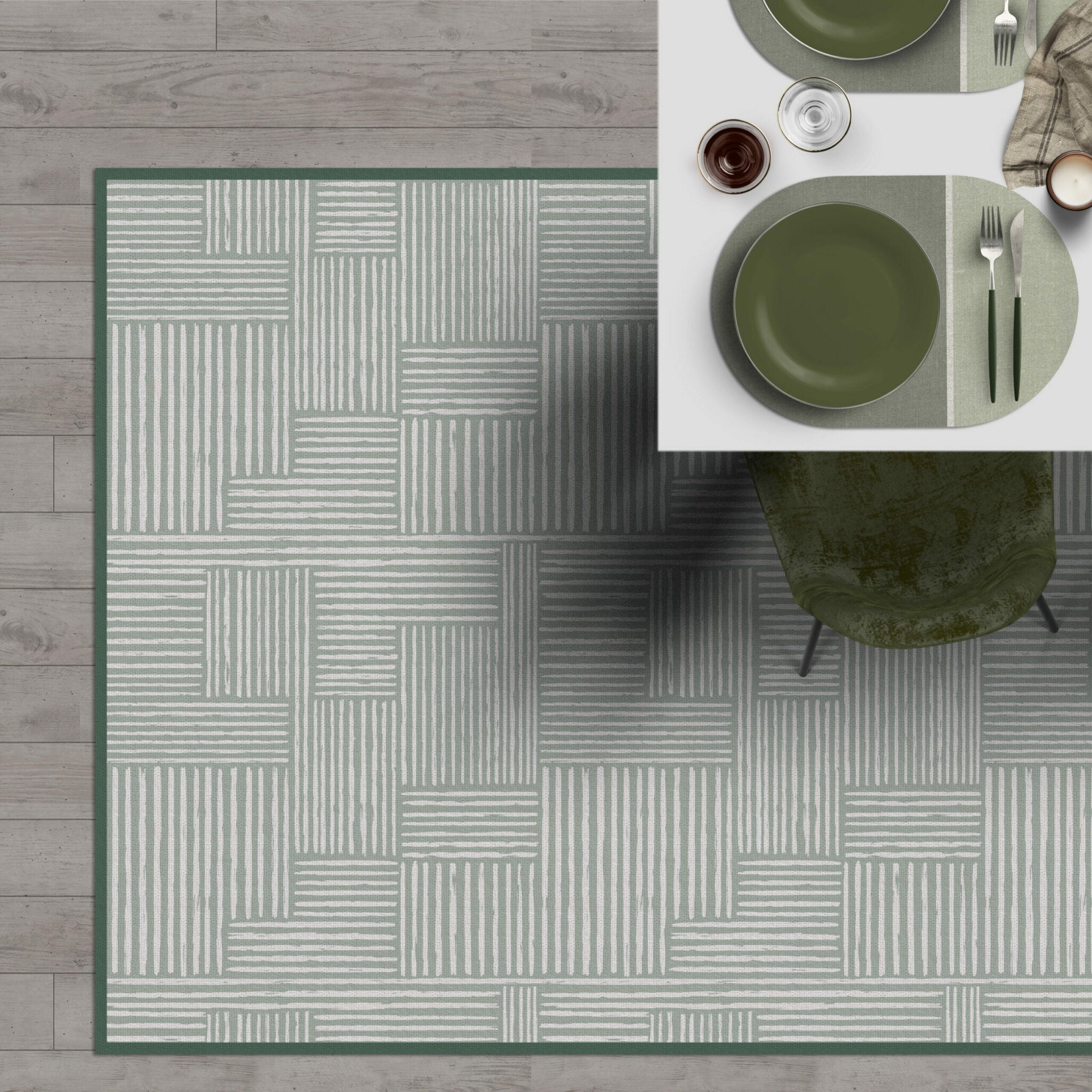 שטיח ויניל - דגם Boho Green Lines