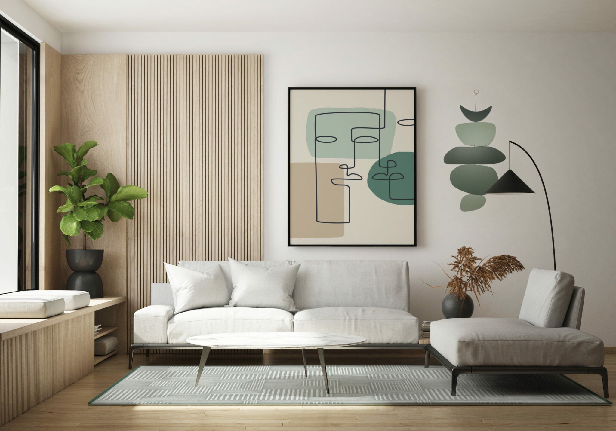 שטיח ויניל - דגם Boho Green Lines