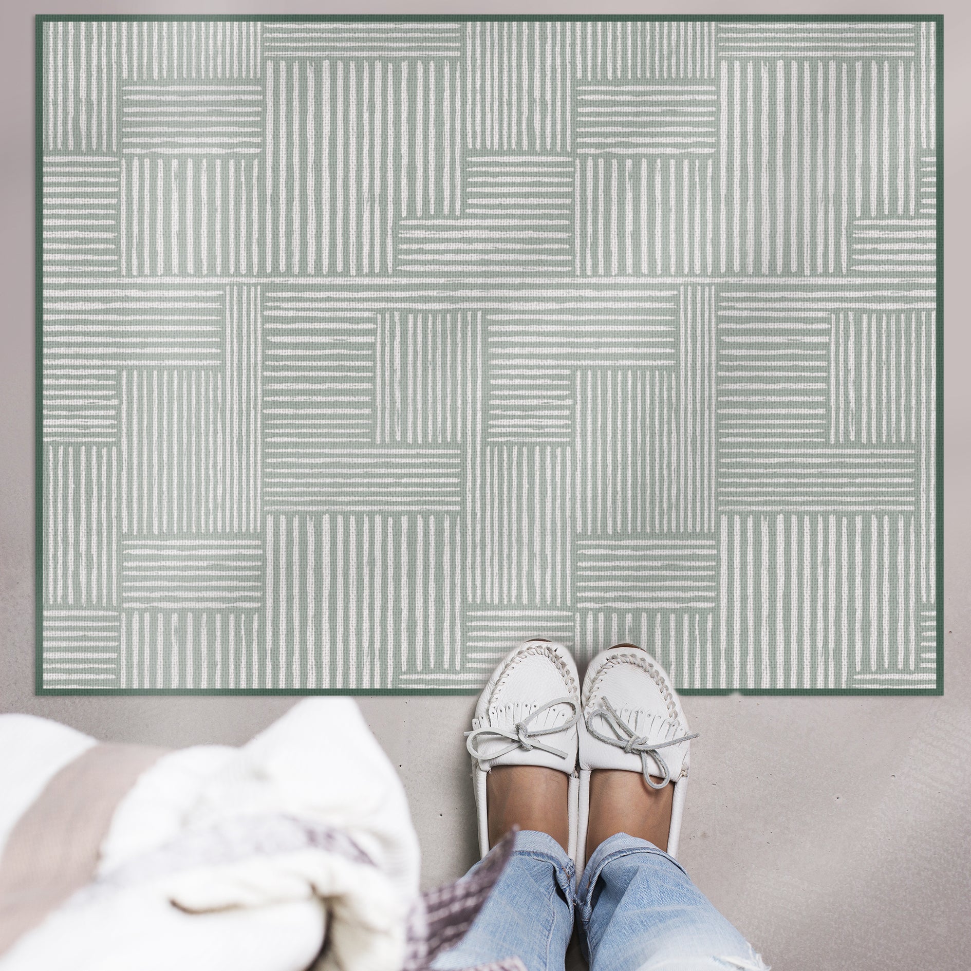 שטיח ויניל - דגם Boho Green Lines