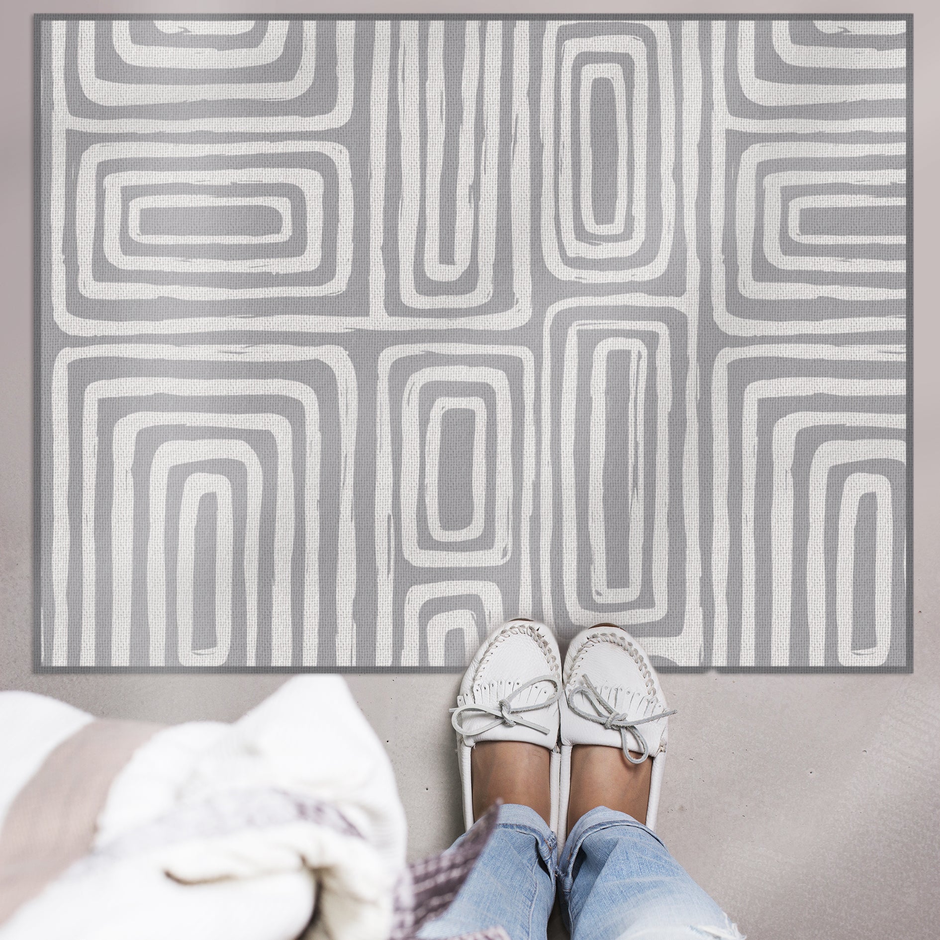 שטיח ויניל - דגם Boho Gray Lines