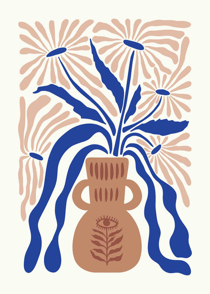 הדפס - Brown blue vase