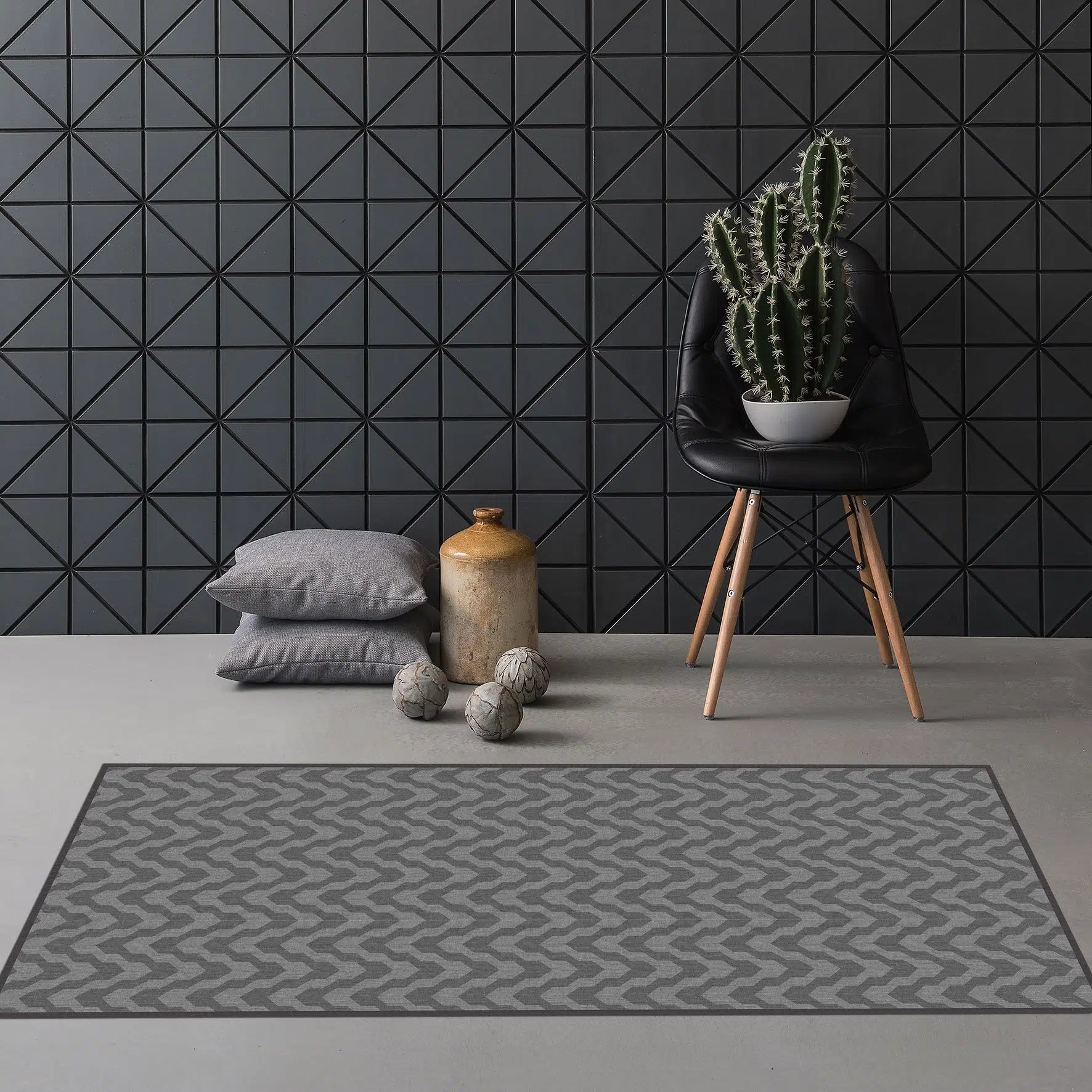 שטיח ויניל - דגם בוהו שיק אפור