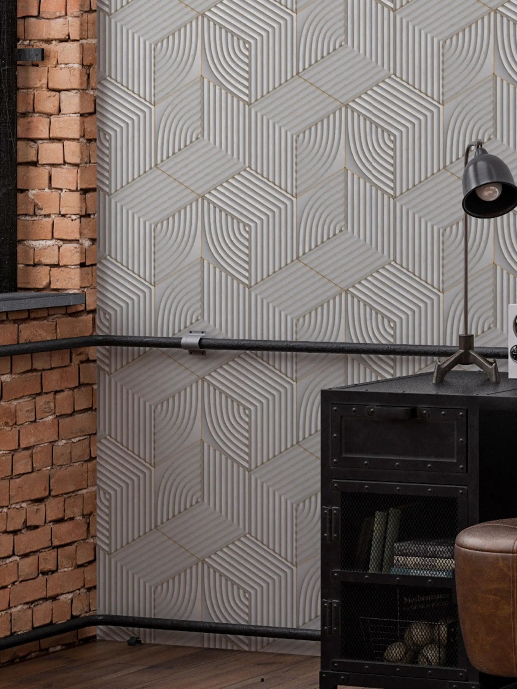 טפט לקיר - דגם  3D Concrete Tiles