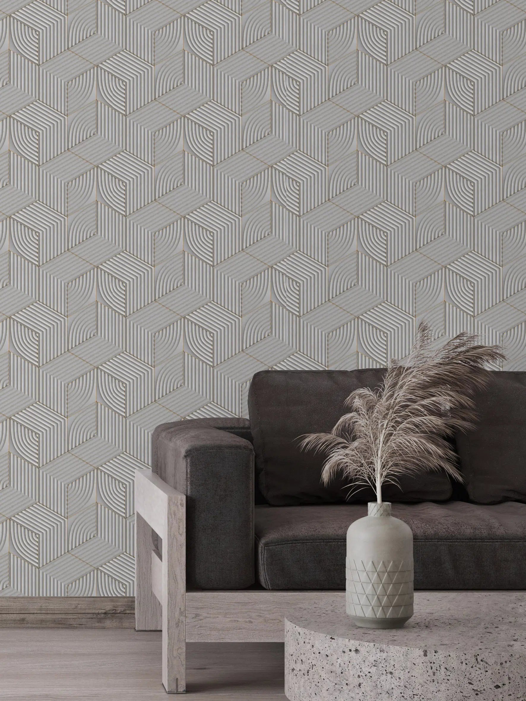 טפט לקיר - דגם  3D Concrete Tiles