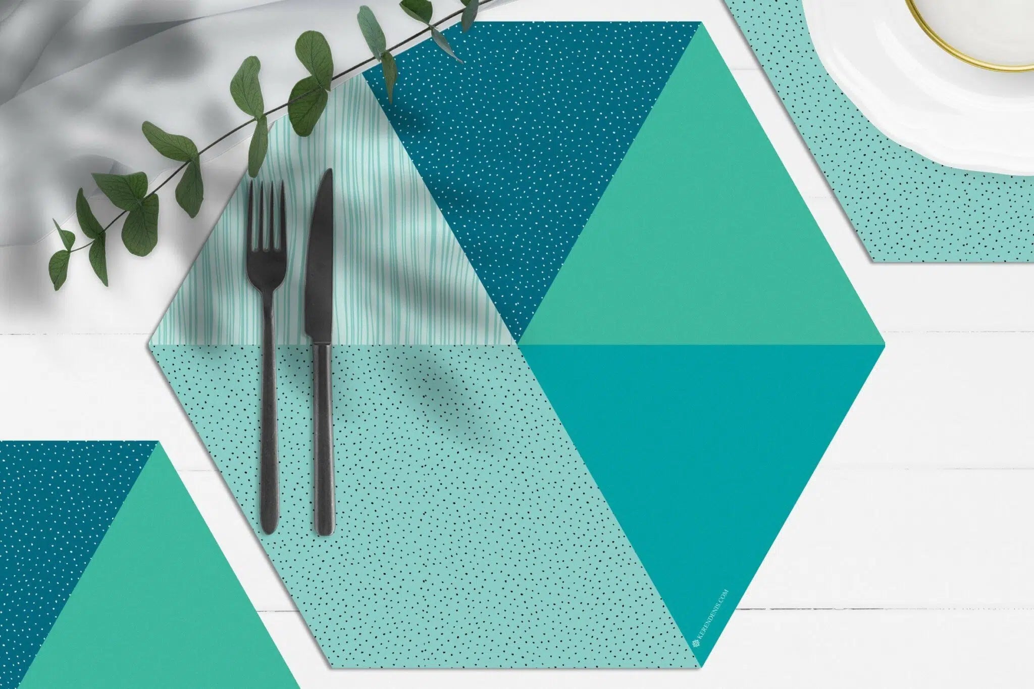 פלייסמט ויניל - משושה טורקיז