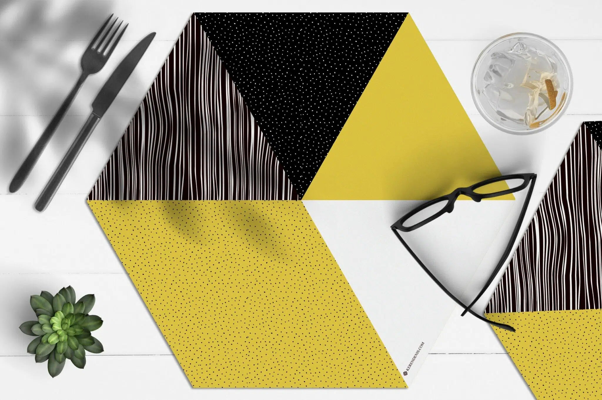 פלייסמט ויניל - משושה חרדל