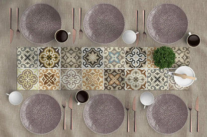 ראנר ויניל - דגם Tiles חום