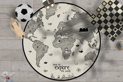 שטיח ויניל עגול - דגם גלובוס