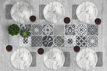 ראנר ויניל - דגם Tiles אפור