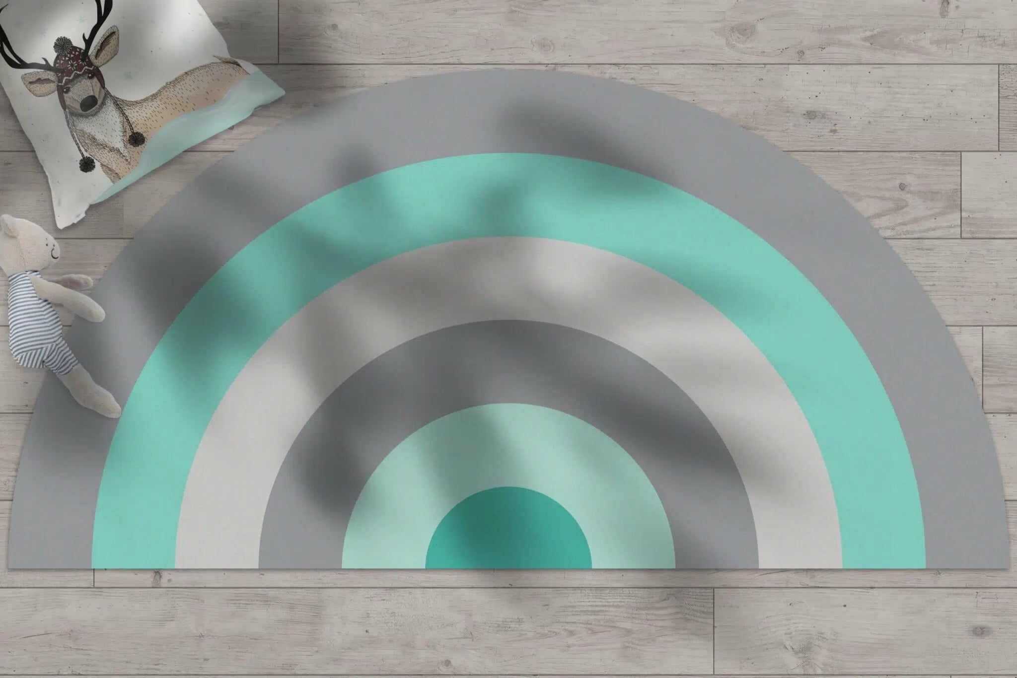 שטיח ויניל חצי עיגול - Mint Rainbow