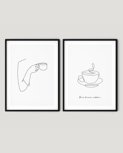 זוג הדפסים - One line Coffee