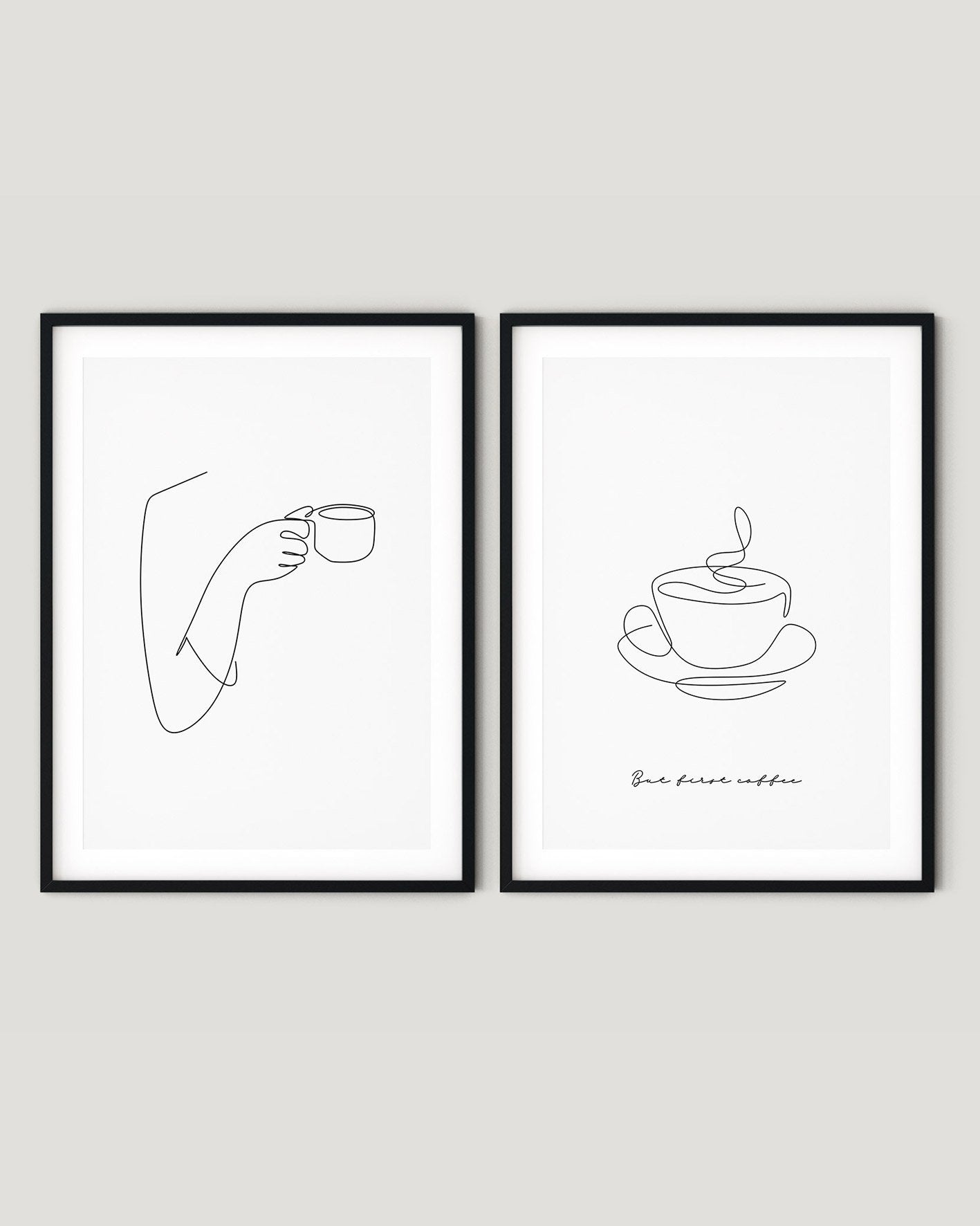 זוג פוסטרים - One line Coffee