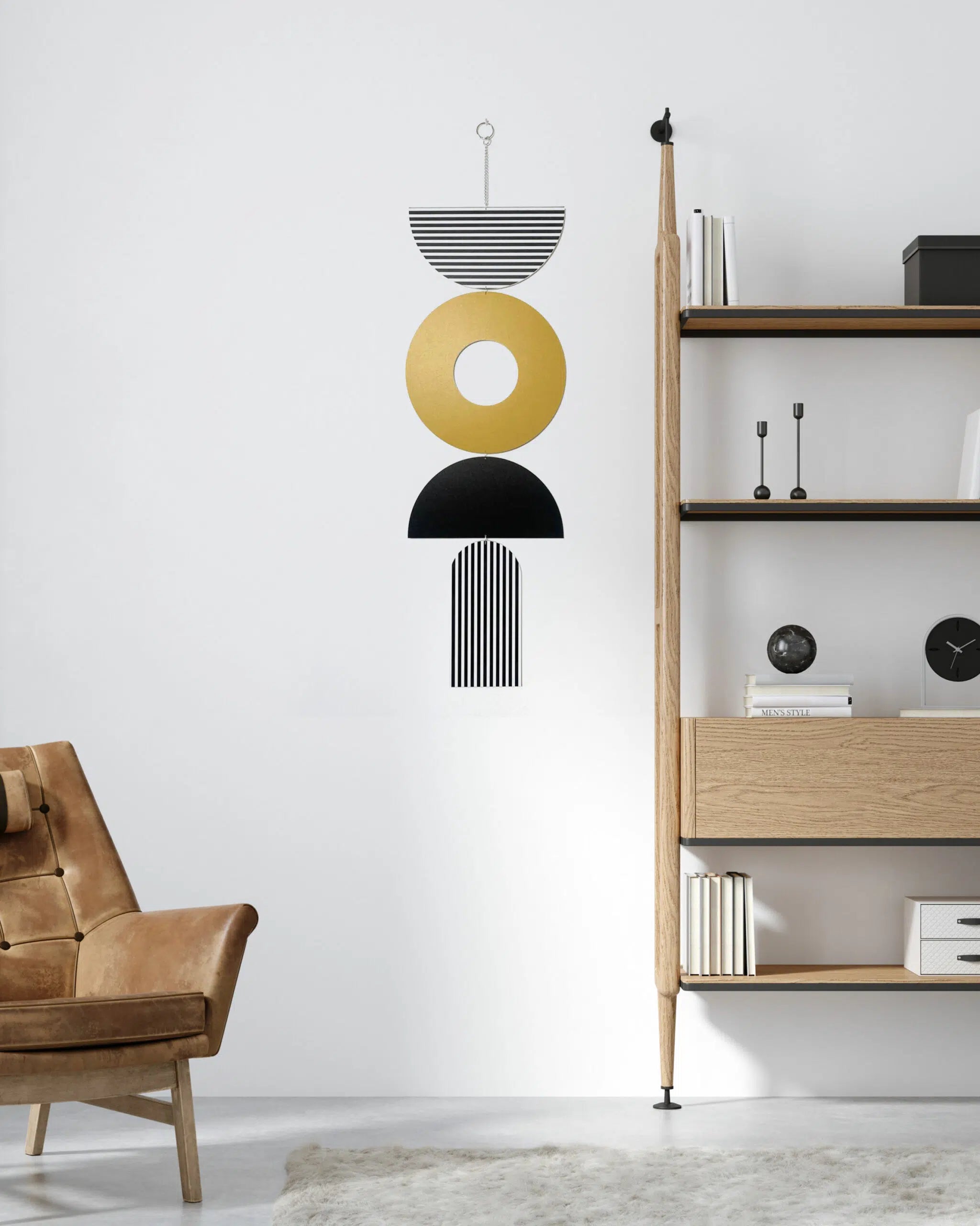 תכשיט קיר גיאומטרי צהוב