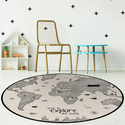 שטיח ויניל עגול - דגם גלובוס