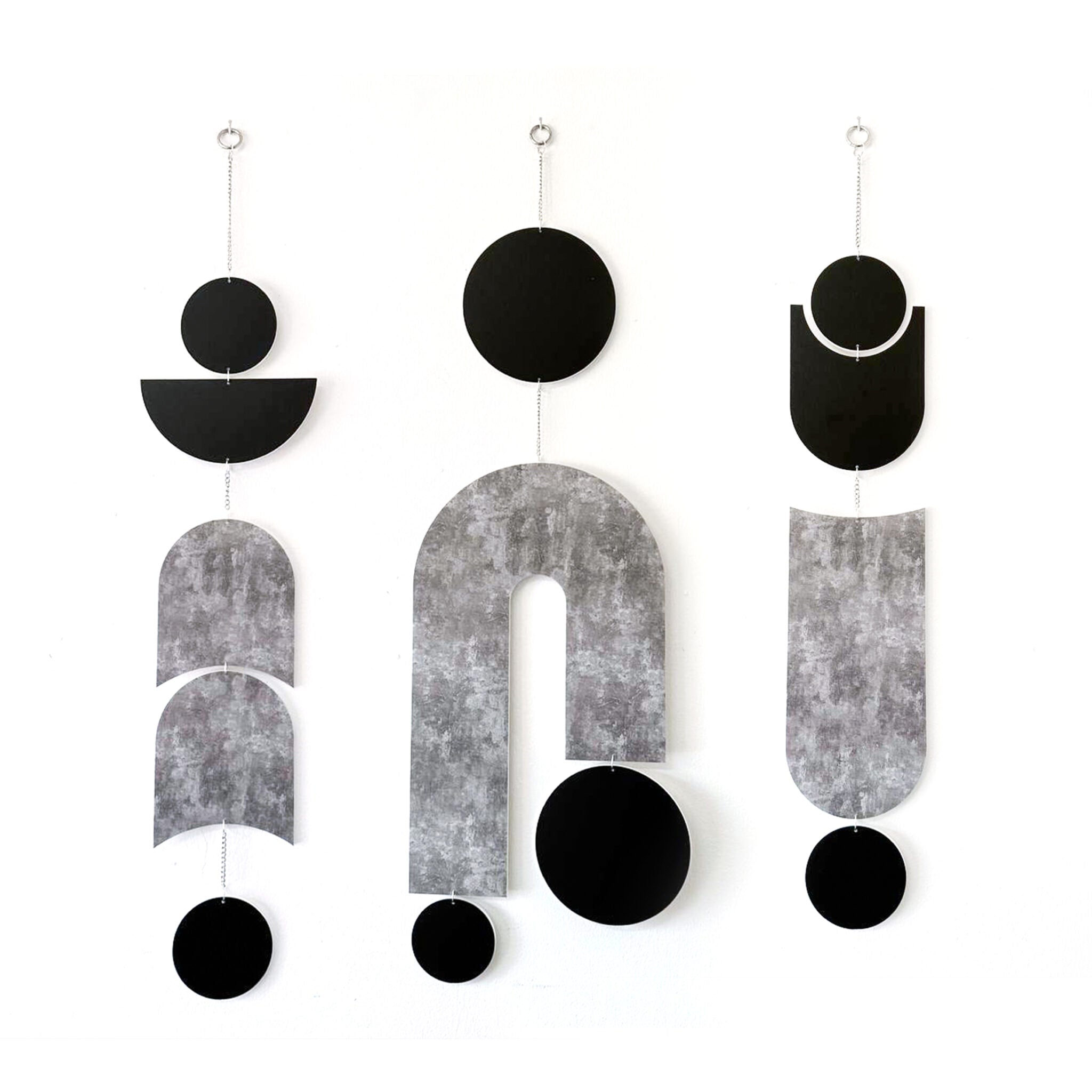 שלישיית תכשיטי קיר - אפור