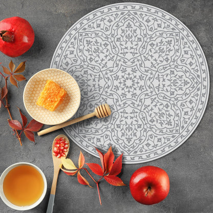 פלייסמט ויניל - עגול מנדלה אפורה