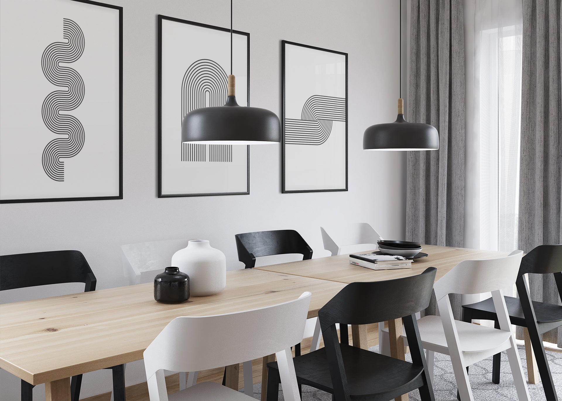 שלישיית הדפסים - Geometric shapes