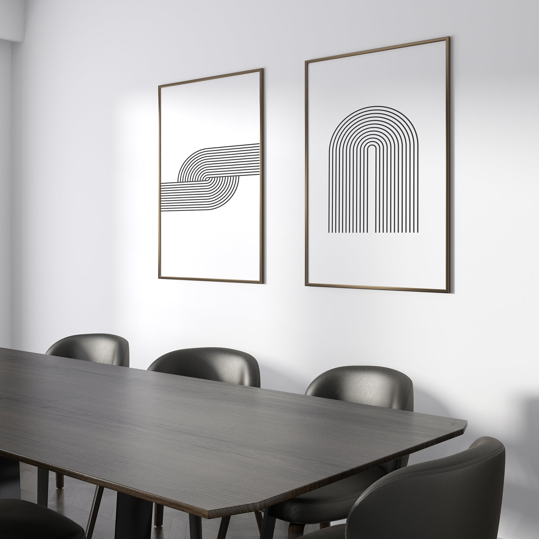 שלישיית הדפסים - Geometric shapes