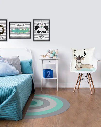 שטיח ויניל חצי עיגול - Mint Rainbow