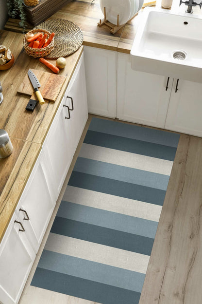 שטיח ויניל - דגם פסים כחול מעושן