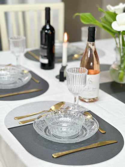 פלייסמט ויניל אליפטי - דגם אפור