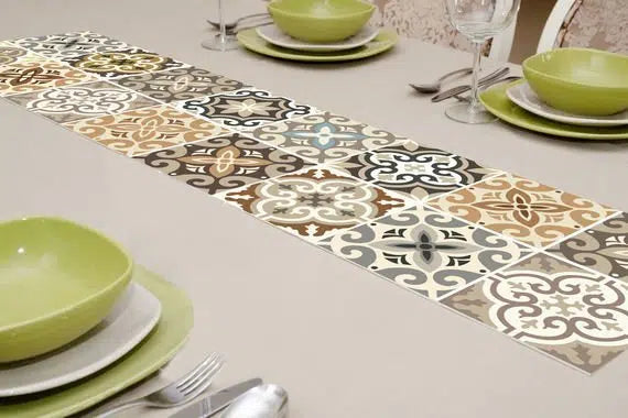 ראנר ויניל - דגם Tiles חום