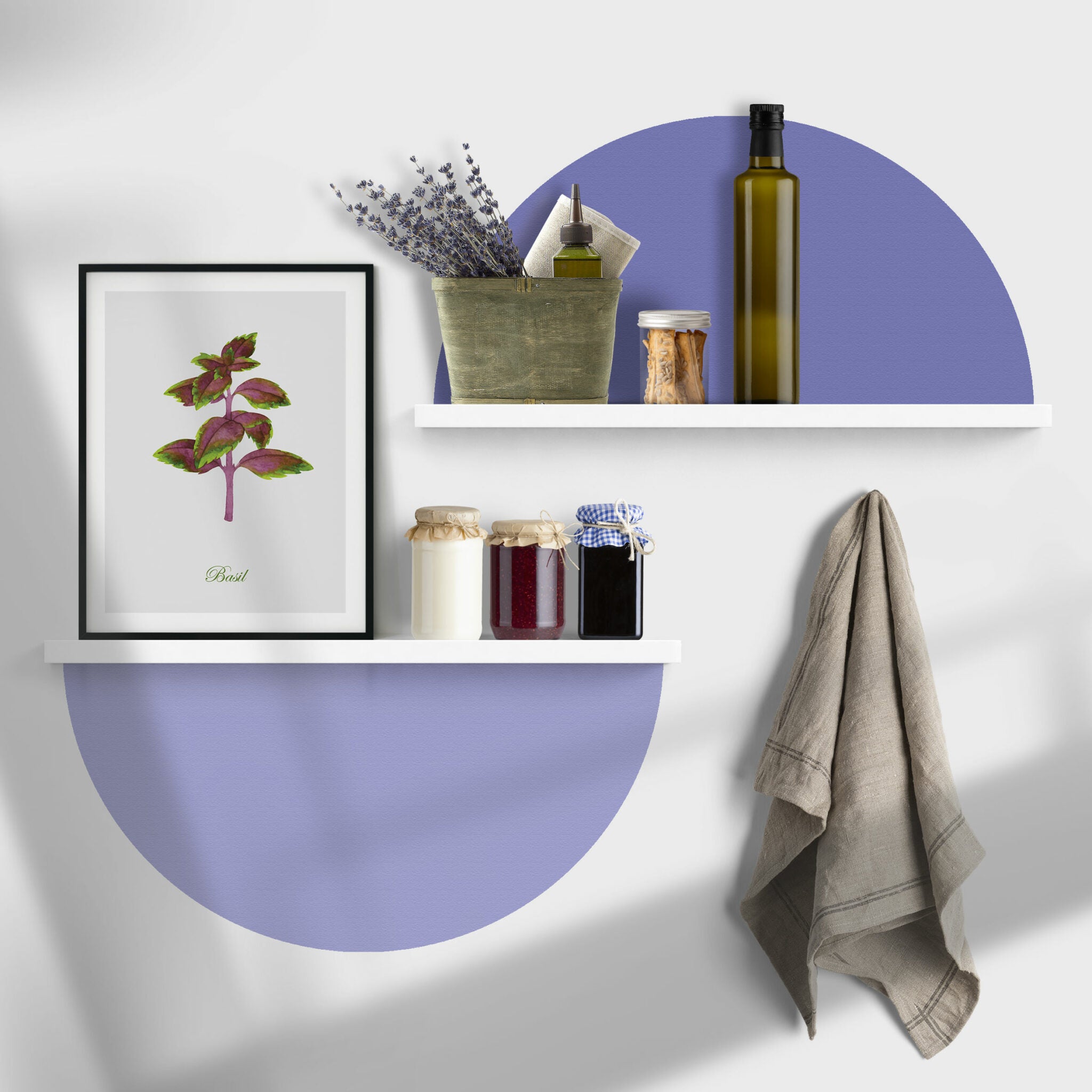 זוג מדבקות טפט במגוון צבעים - דגם חצי עיגול