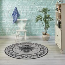 שטיח ויניל מעוצב עגול דגם Boho BW