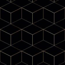 טפט מבוסס בד דגם Black & Gold geometric