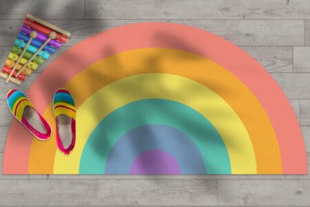 שטיח ויניל חצי עיגול - דגם Colourful Rainbow