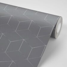 טפט מבוסס בד להדבקה קלה דגם Silver & Gray geometric