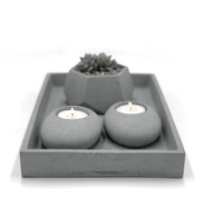 concrete tray wide rectangle with 2 concrete candle rock concrete pot nataly fire amazon top side view