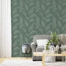 leaves-on-green-wallpaper-on-wall